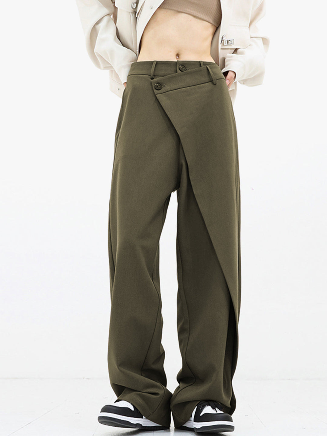Levoire | Pantalons Larges À Couches Asymétriques vert olive