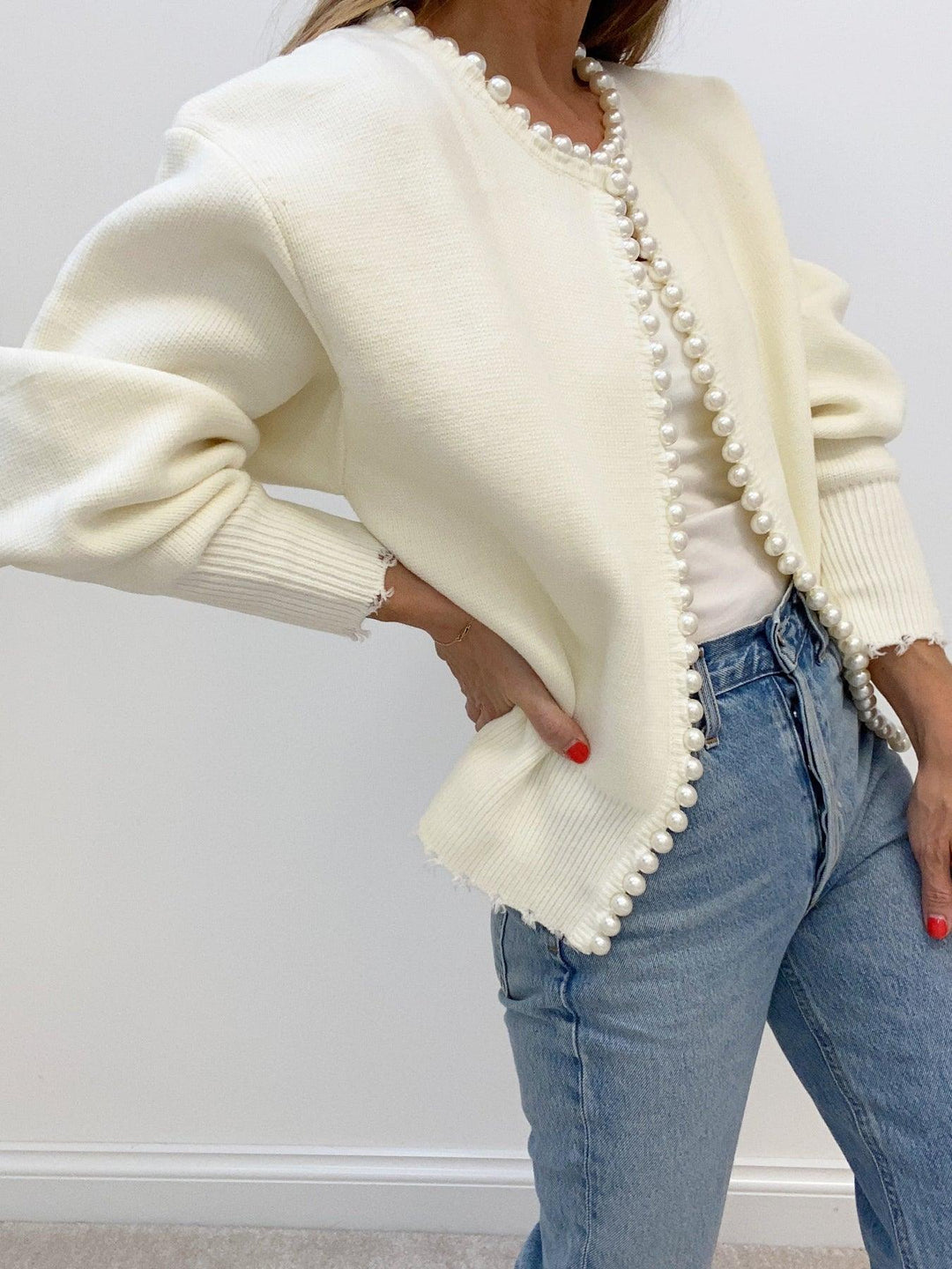 Levoire | Gilet Avec Détails Perlés Et Chemise Côtelée Pour Femmes
