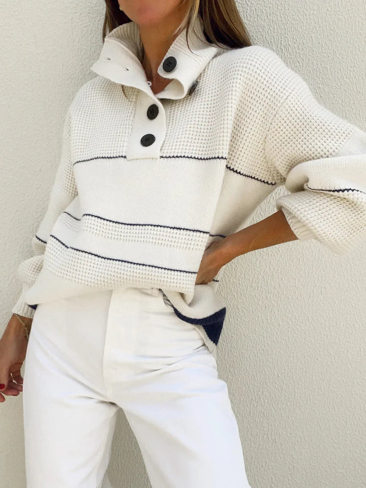 Levoire | Bouton De Col - Pull Blanc de lait
