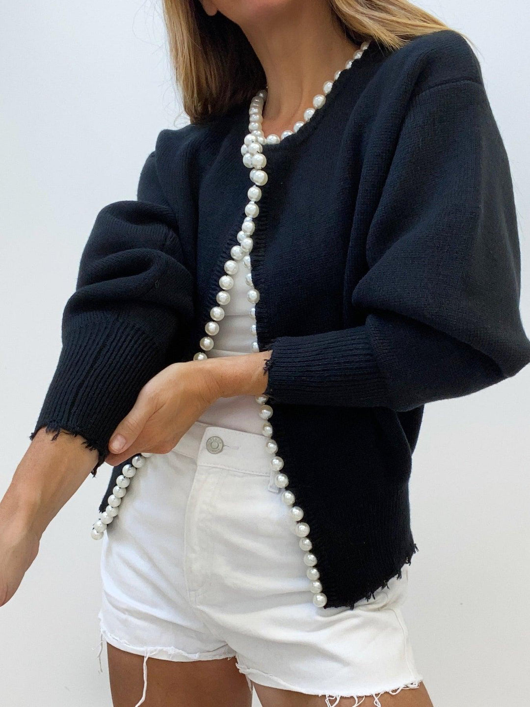 Levoire | Gilet Avec Détails Perlés Et Chemise Côtelée Pour Femmes Noir