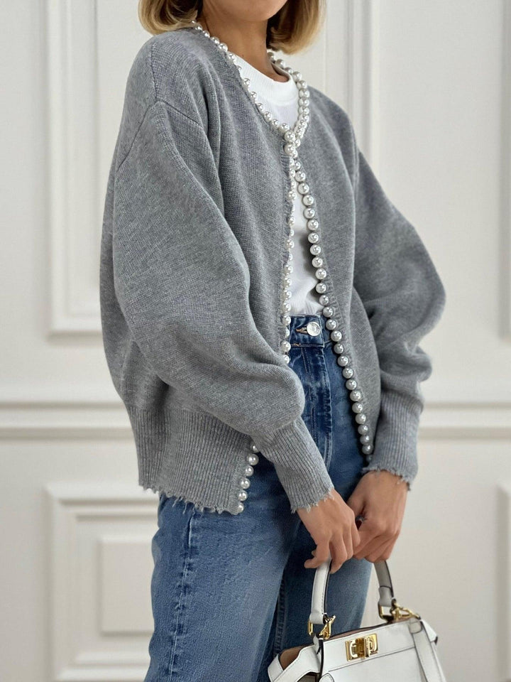 Levoire | Gilet Avec Détails Perlés Et Chemise Côtelée Pour Femmes