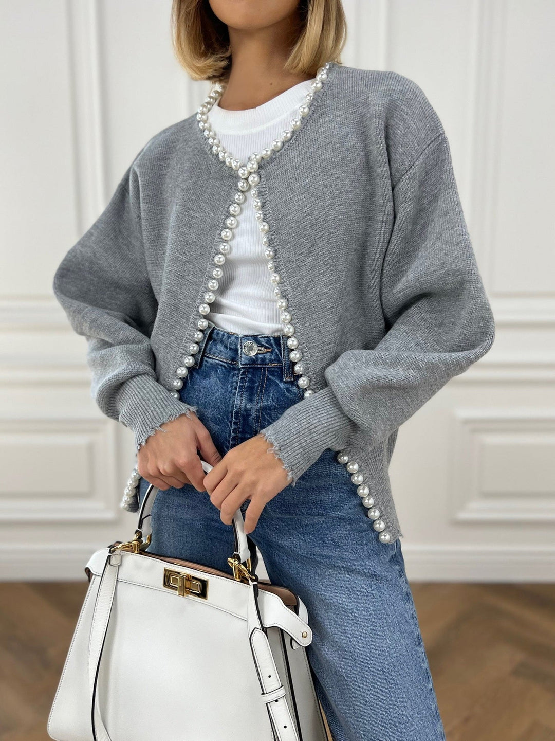 Levoire | Veste En Tricot Sans Boutons Avec Embellissements En Perles