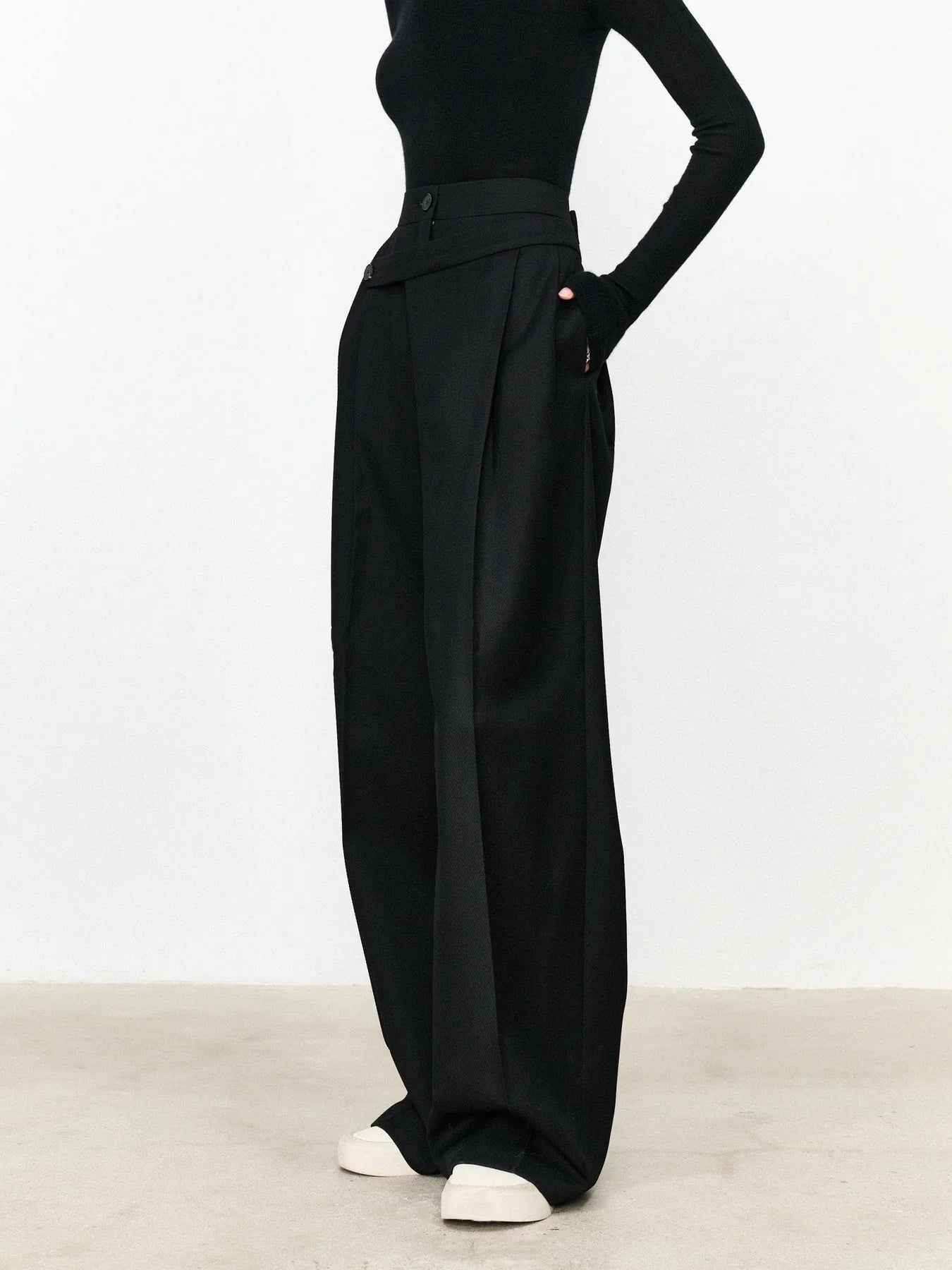 Levoire | Layer-Button Coupe Droite Robe Pantalon