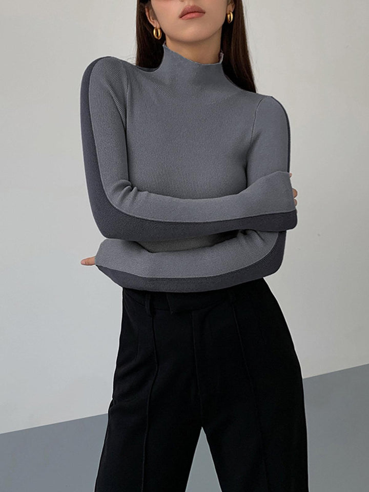 Levoire | Haut En Tricot À Manches Longues Bicolore Pour Femmes Gris