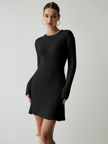 Levoire | Robe En Tricot À Manches Longues Courte Noir