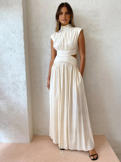 Levoire | Robe Maxi Avec Décolleté À La Taille Pour Femmes Blanc