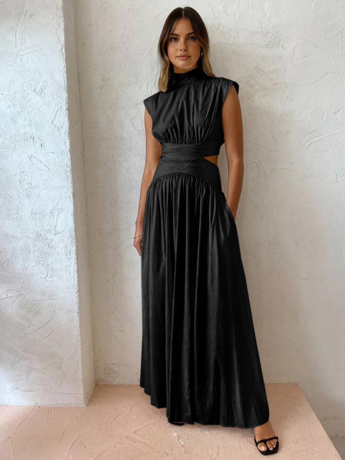 Levoire | Robe Maxi Avec Décolleté À La Taille Pour Femmes Noir