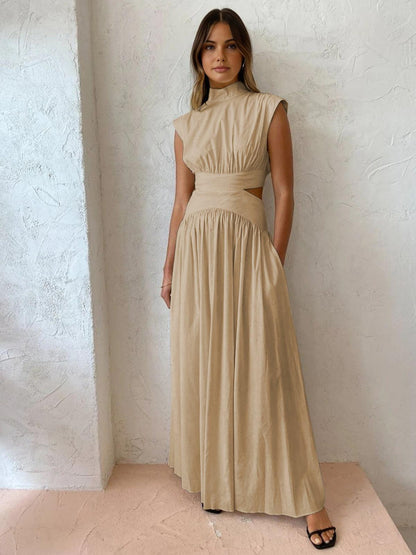 Levoire | Robe Maxi Avec Décolleté À La Taille Pour Femmes Khaki