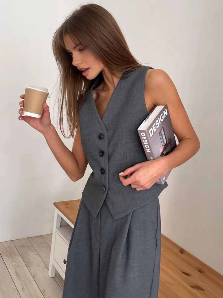 Levoire | Élégant Gilet & Pantalons Costume Compatible Costume gris