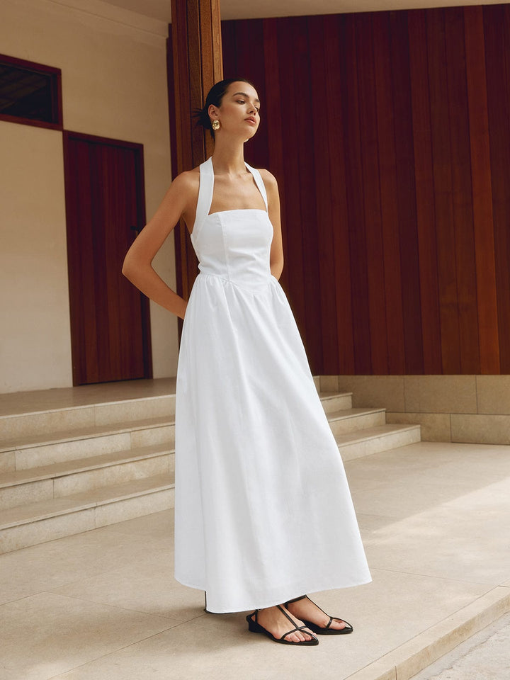 Levoire | Robe Maxi Pour Femmes Tenue D'Été Lumineuse Sans Bretelles Blanc