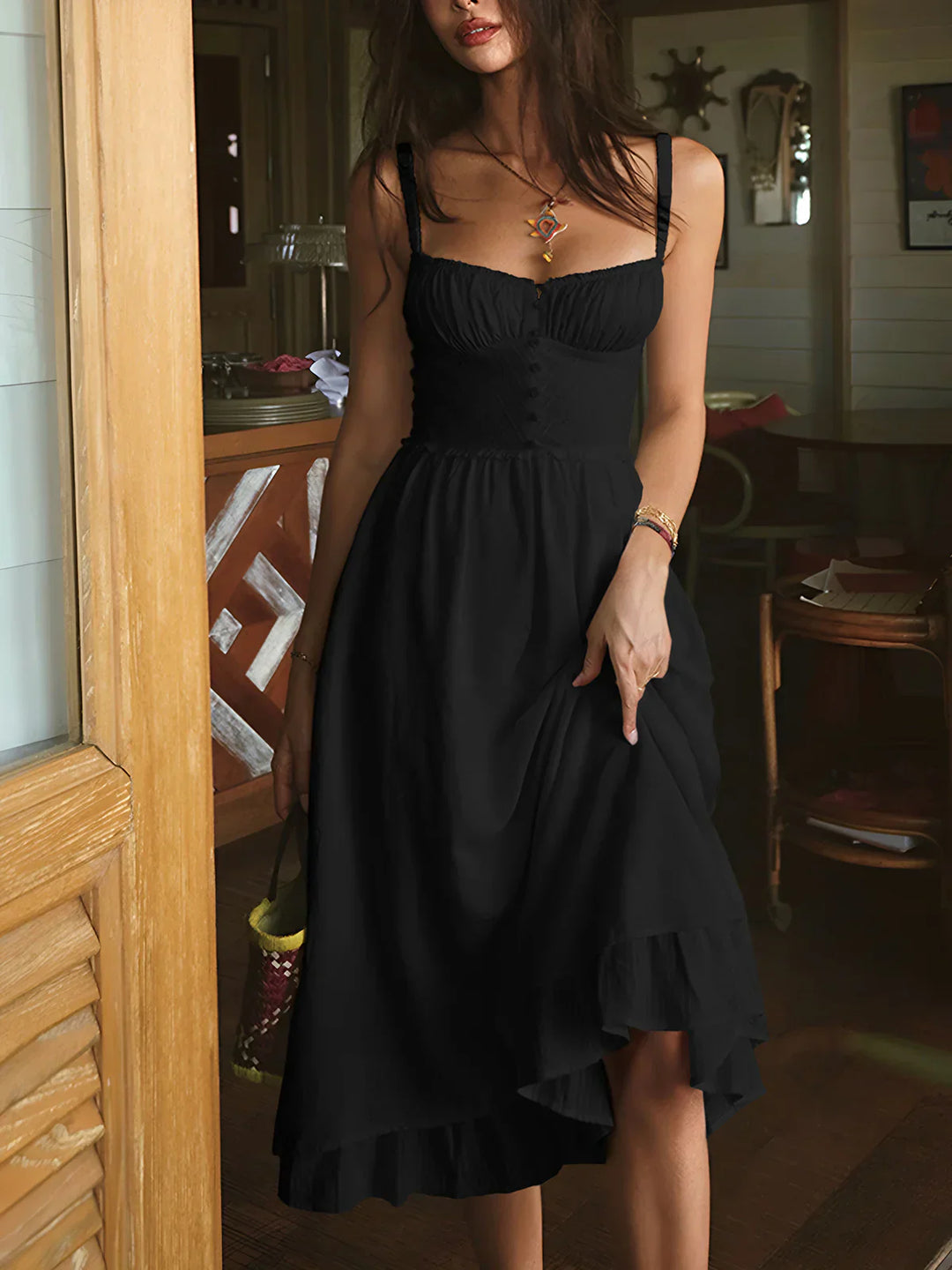 Levoire | Hem Cami Simple Midi Robe Noir
