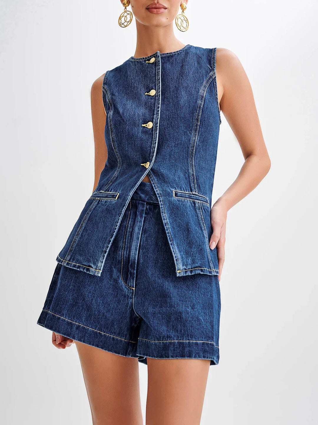 Levoire | Cardigan & Shorts Tenue Approprié Bleu