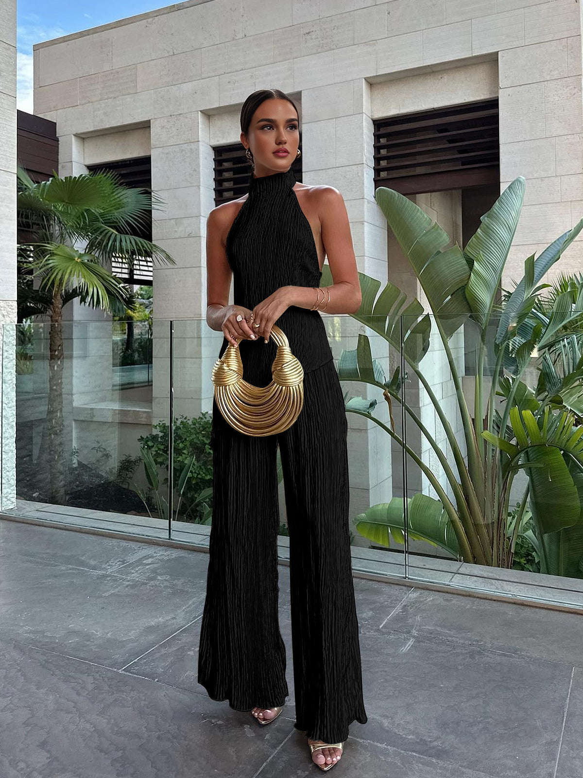 Levoire | Combinaison Dos Nu Avec Finition Plissée