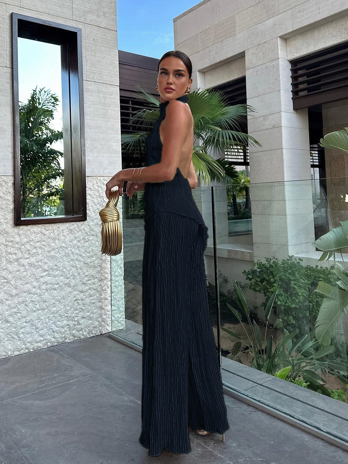 Levoire | Combinaison Dos Nu Avec Finition Plissée