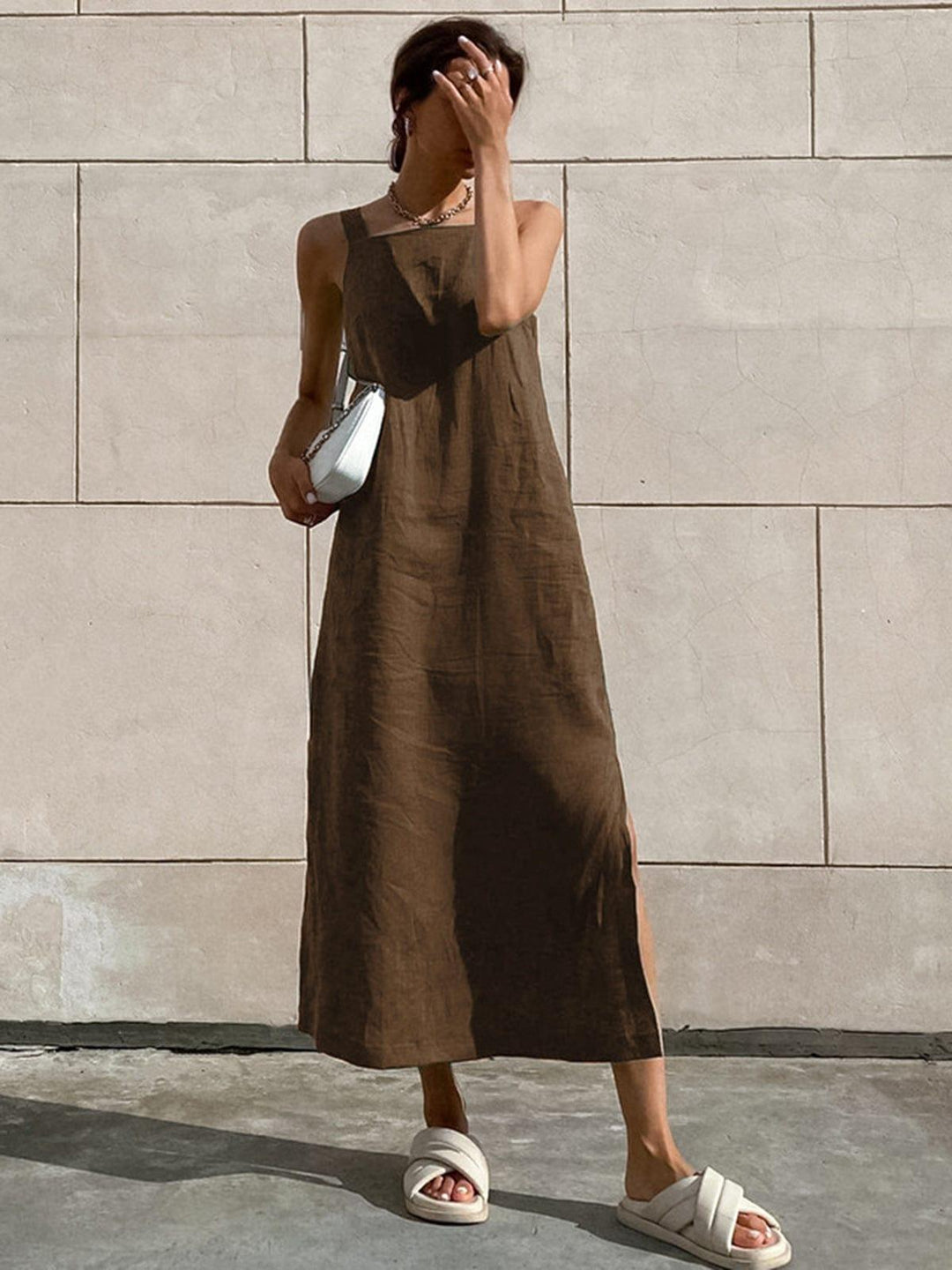 Levoire | Coton Bohémien Robe Maxi Marron foncé