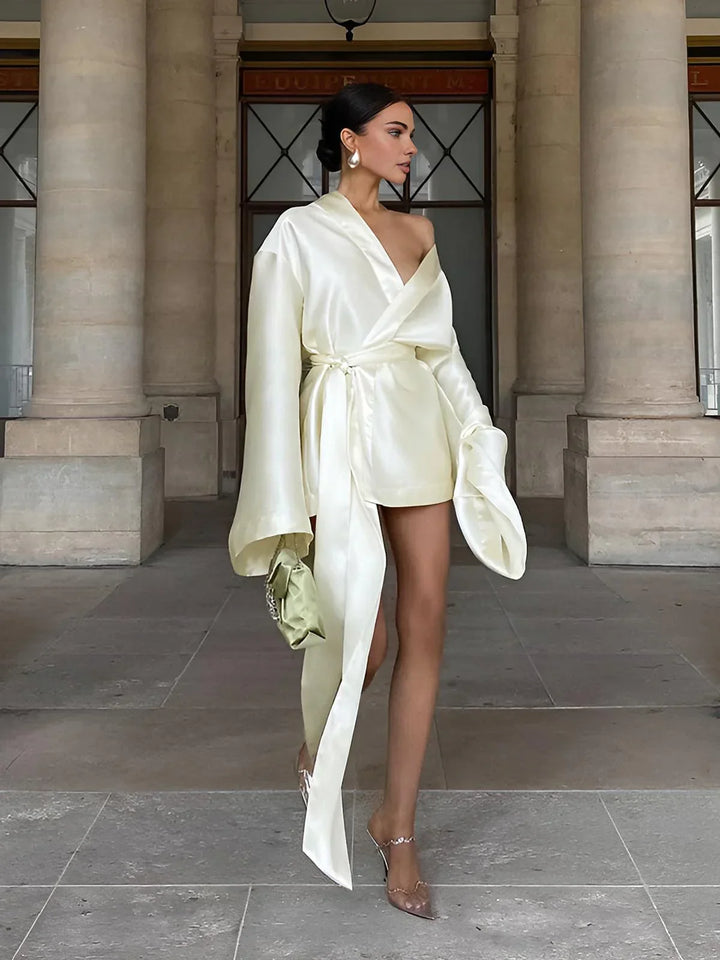 Levoire | Col Ceinture Ample Robe Champagne