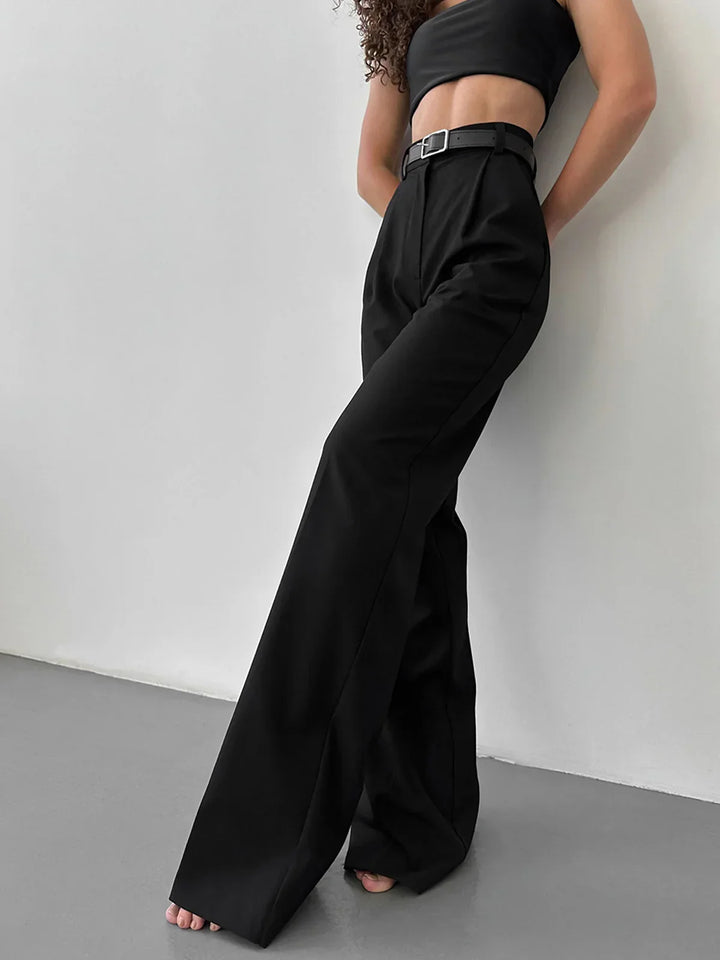 Levoire | Taille Haute Pantalons Larges Noirs