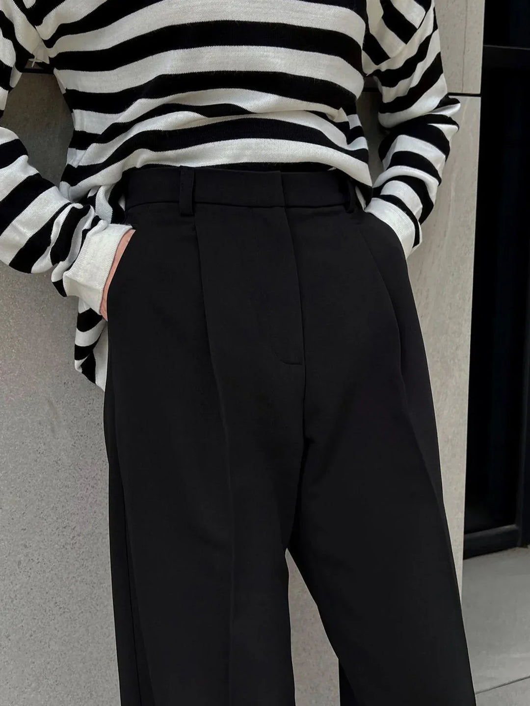 Levoire | Taille Haute Pantalons Larges Noirs