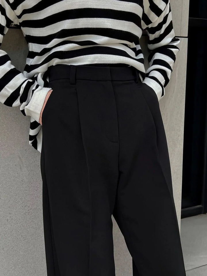 Levoire | Taille Haute Pantalons Larges Noirs