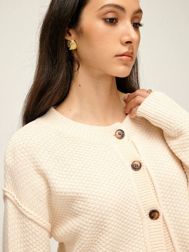 Levoire | Cardigan Uni Élégant À Boutons