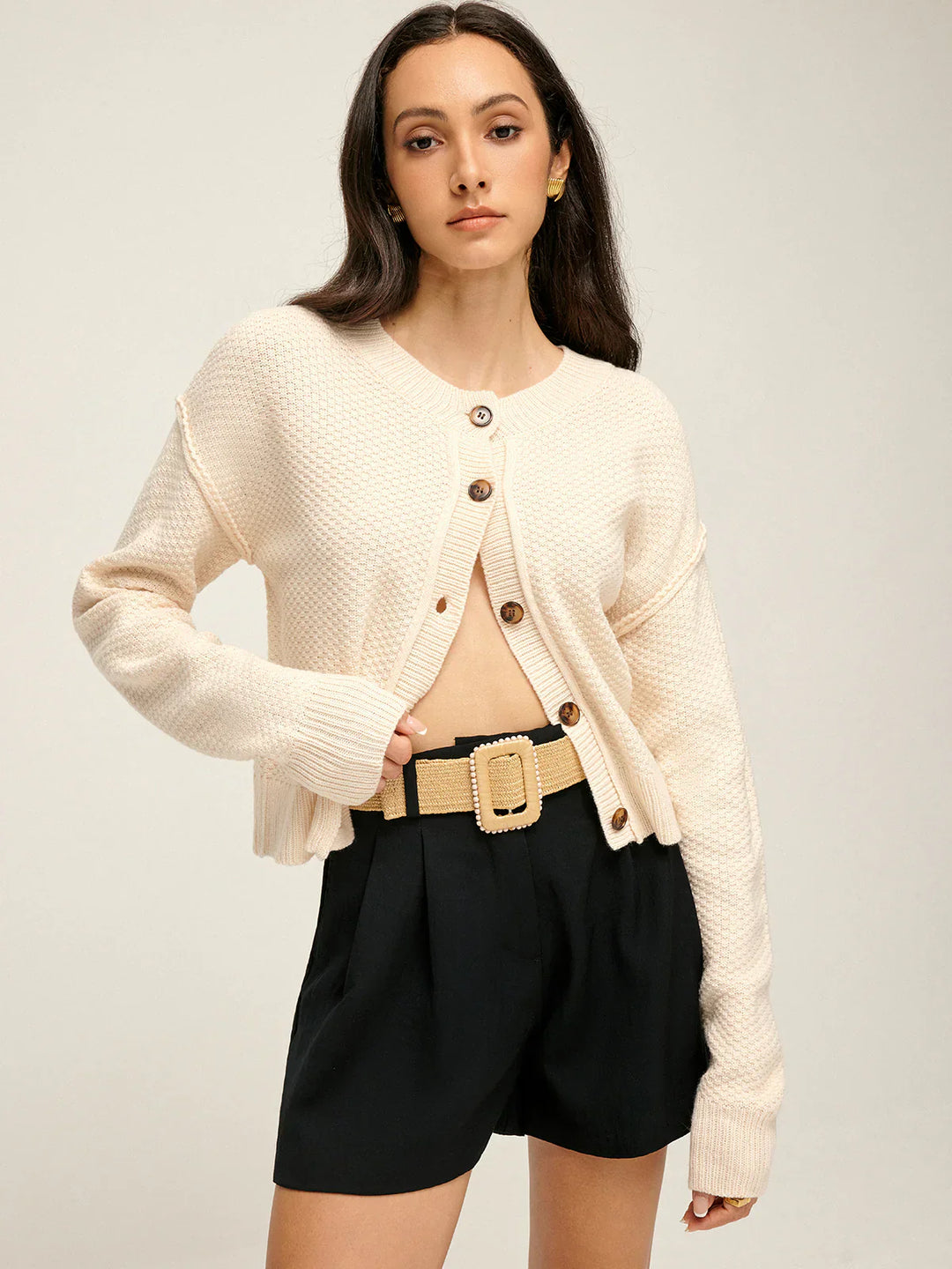 Levoire | Cardigan Uni Élégant À Boutons