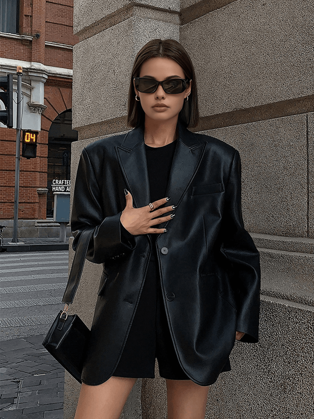 Levoire | Blazer En Cuir Polyvalent Noir