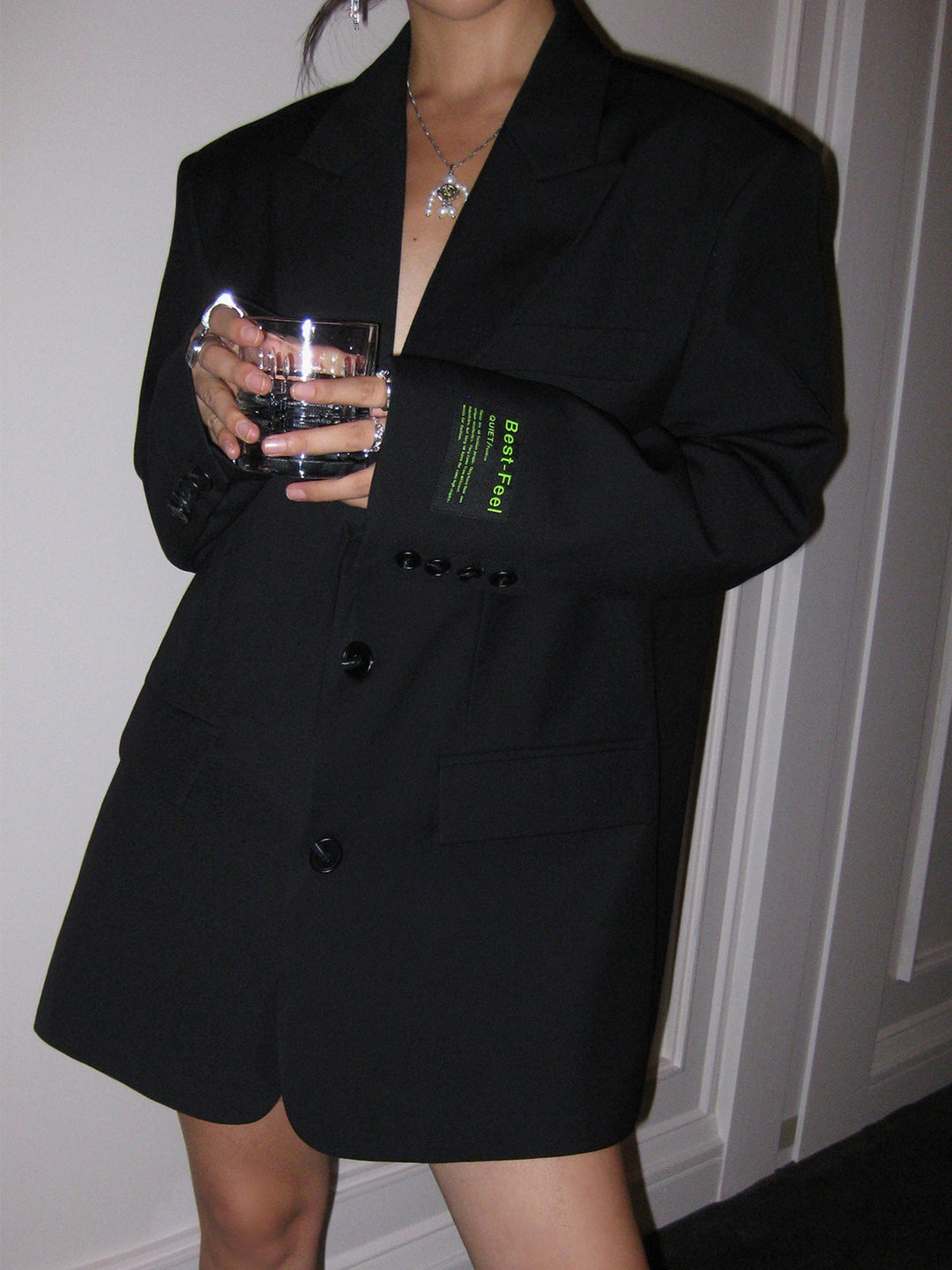 Levoire | Veste En Tricot Classique Oversized Robe Avec Cordon De Serrage, Bouton Et Poches