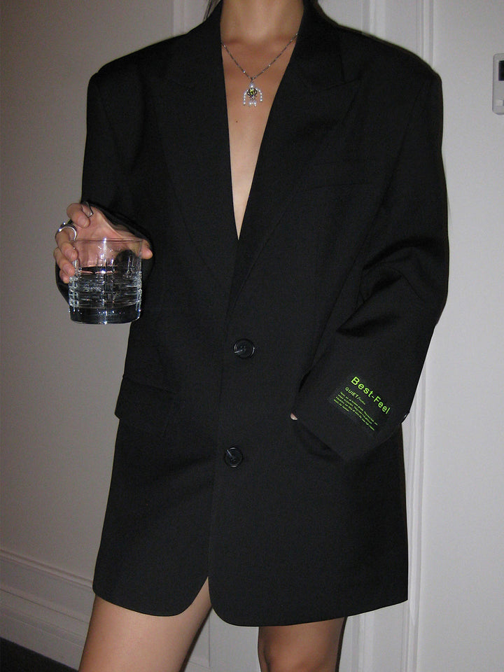 Levoire | Veste En Tricot Classique Oversized Robe Avec Cordon De Serrage, Bouton Et Poches Noir