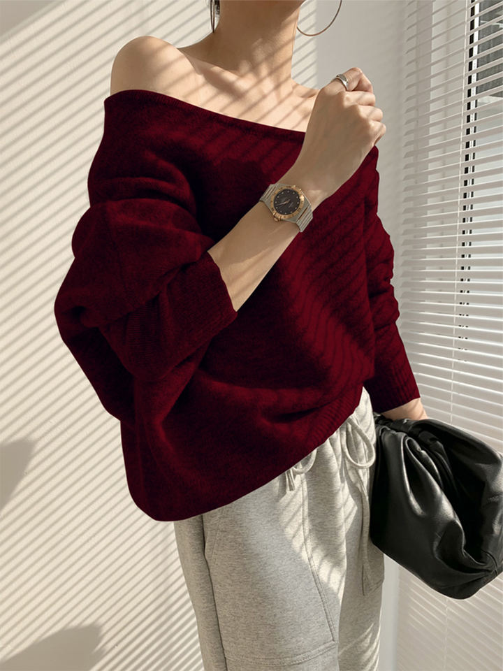 Levoire | Pull Asymétrique Avec Une Épaule Vin Rouge