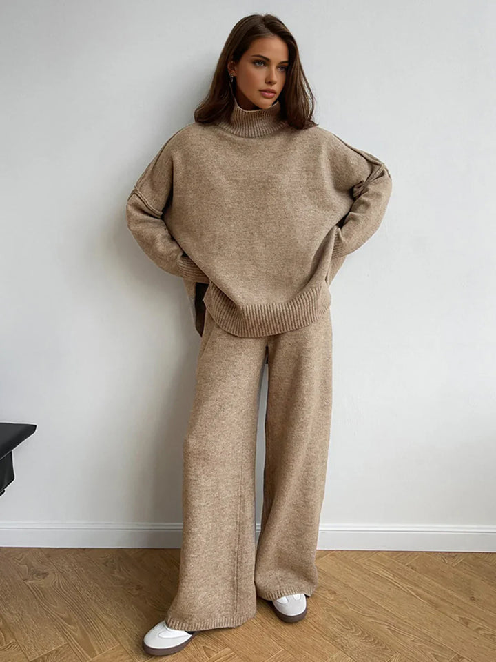 Levoire | Chemise À Col Montant Et Ensemble De Pantalons Taupe