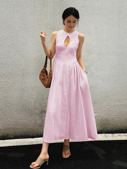 Levoire | Robe Maxi En Coton-Lin Avec Ouverture Pour Femmes Rosa