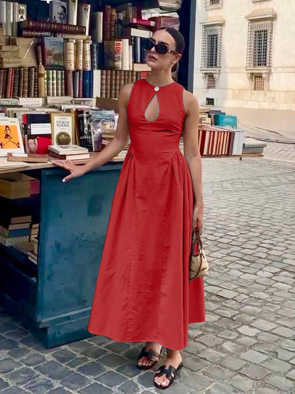 Levoire | Robe Maxi En Coton-Lin Avec Ouverture Pour Femmes Rot