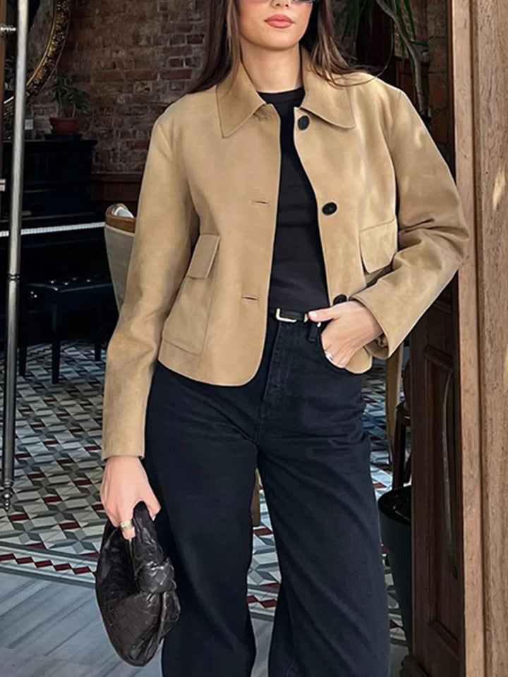 Levoire | Veste À Col Boutonnière Douce Taupe