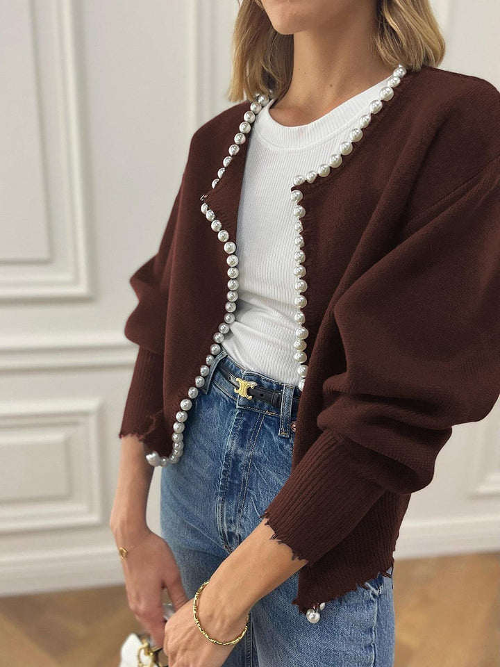 Levoire | Gilet Avec Détails Perlés Et Chemise Côtelée Pour Femmes Bourgogne