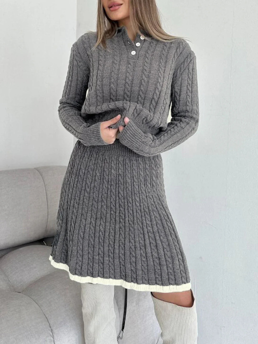 Levoire | Trim Capuche Jupe À Retournement-Set Gris