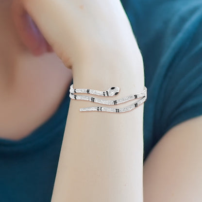 Levoire | serpent en acier Rhodié argenté orné de Cristaux de Bohème - Livraison offerte Argent