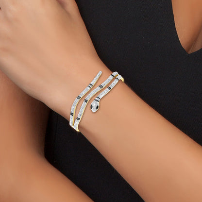 Levoire | serpent en acier Rhodié argenté orné de Cristaux de Bohème - Livraison offerte