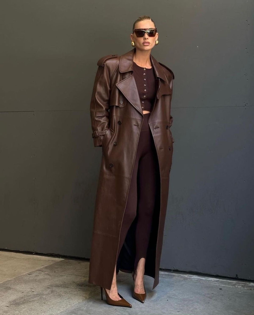 Levoire | Trench-Coat En Cuir Élégant Chic D'Automne