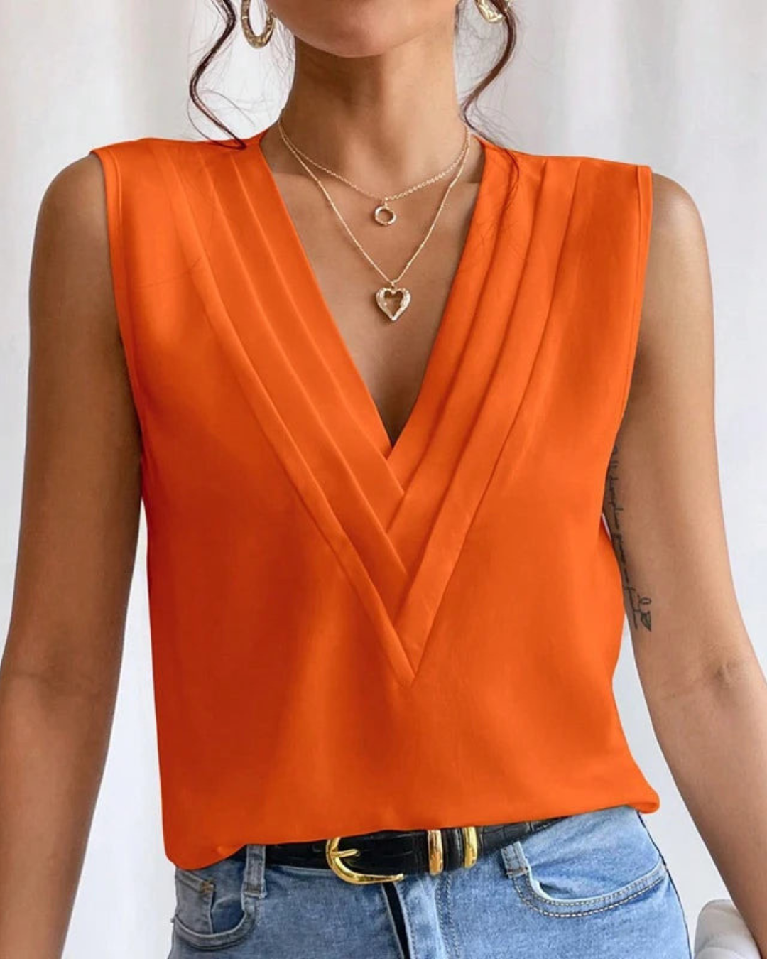Levoire | Uni Color Débardeur Décontracté Orange