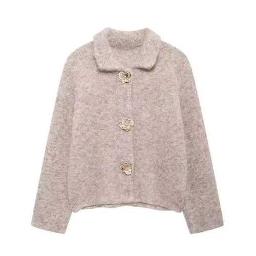 Levoire | Gilet En Bouclé Élégant Avec Des Boutons Fleuris