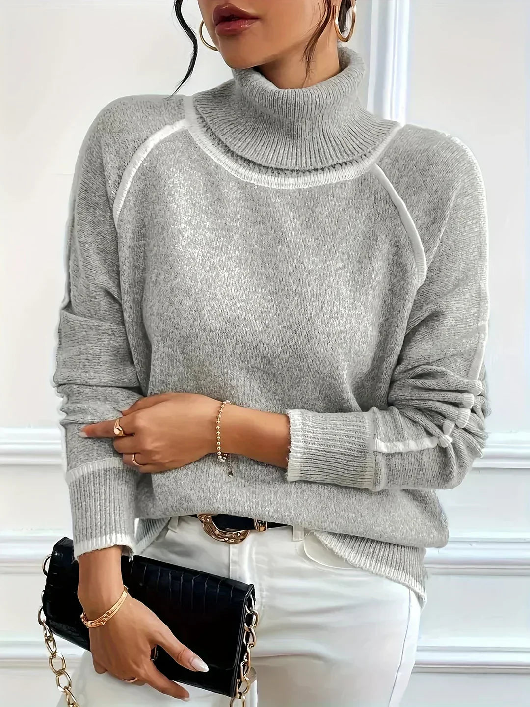 Levoire | Pull À Col Roulé Douillet Avec Sensation Cachemire Gris