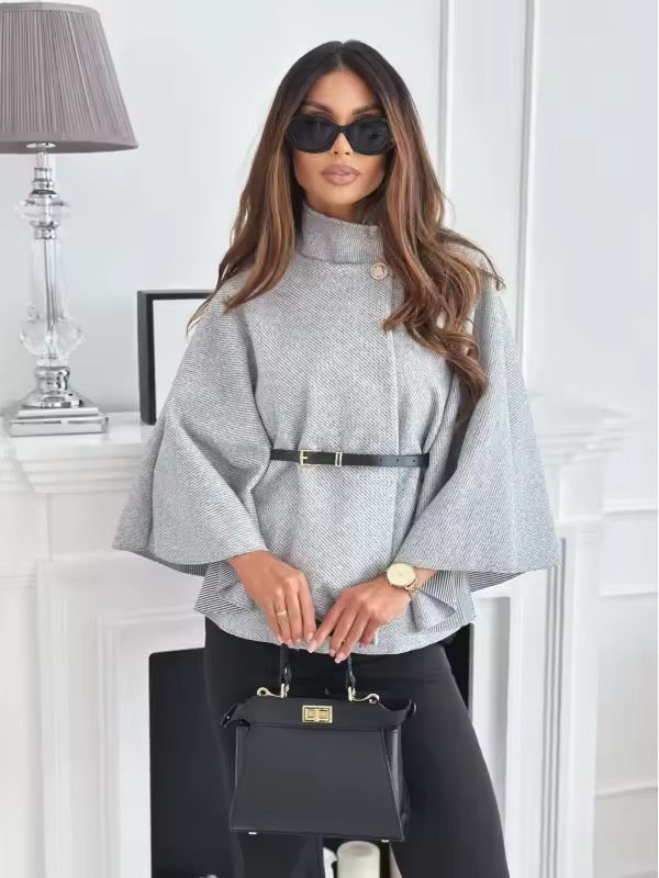 Levoire | Poncho Avec Bouton Doré Gris