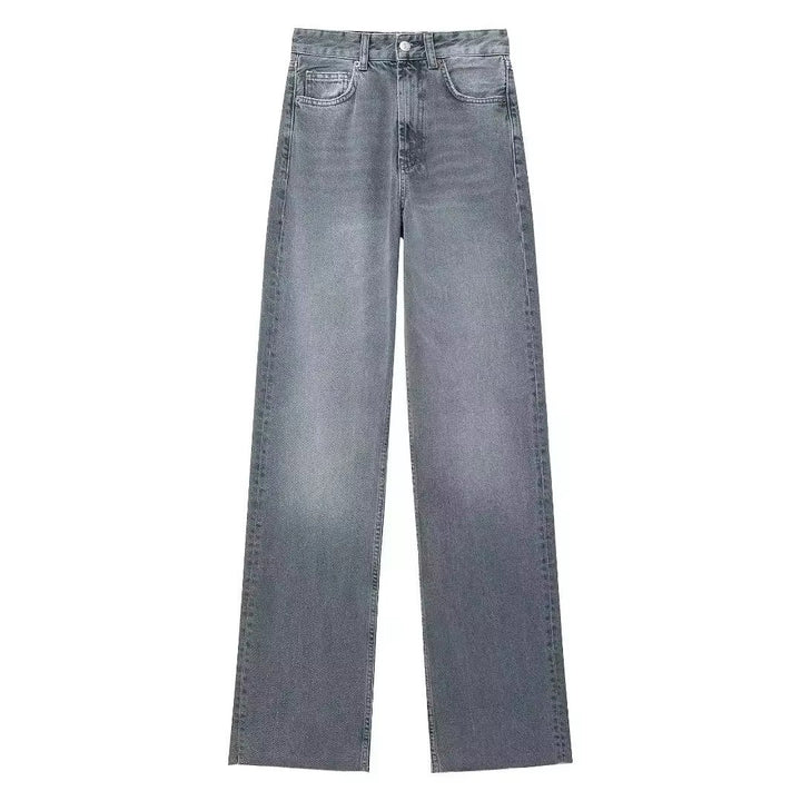 Levoire | Jean Classique Taille Haute Évasée Gris Bleu