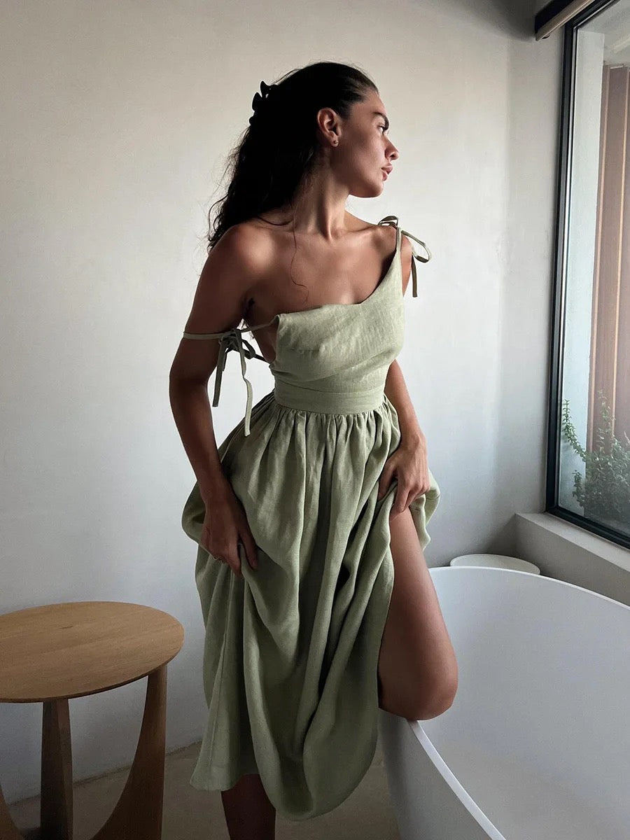 Levoire | Robe Courte À Lacets Pour Femmes Vert