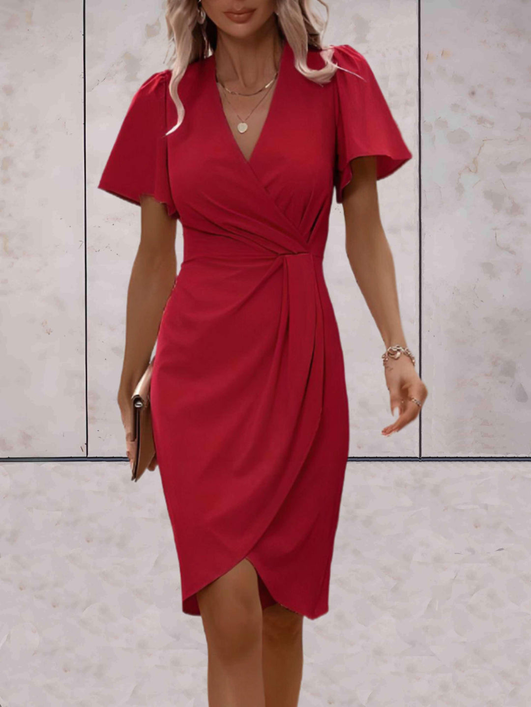 Levoire | Robe Portefeuille Classique Avec Décolleté En V Rot