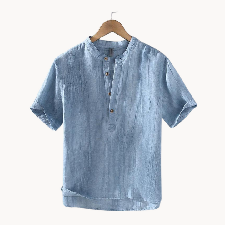 Levoire | T-shirt Classique Élégant Sans Col Bleu