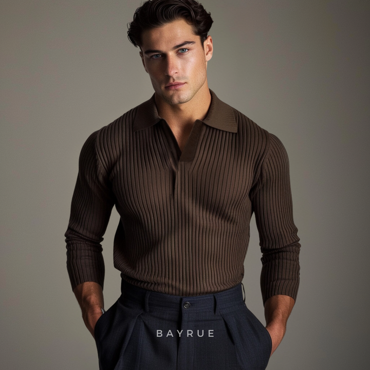Levoire | Chemise À Col Ouvert Manches Longues Style De Transition Intemporel Braun