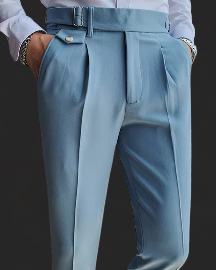 Levoire | Pantalons Élégants Récolte De Vin Style Britannique Et Coupe Confortable Bleu