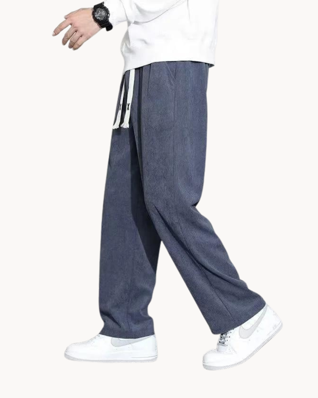 Levoire | Pantalon En Velours Côtelé Décontracté Chaud, Durable & Confort Décontracté Stoffiblau (Doublure en polaire)