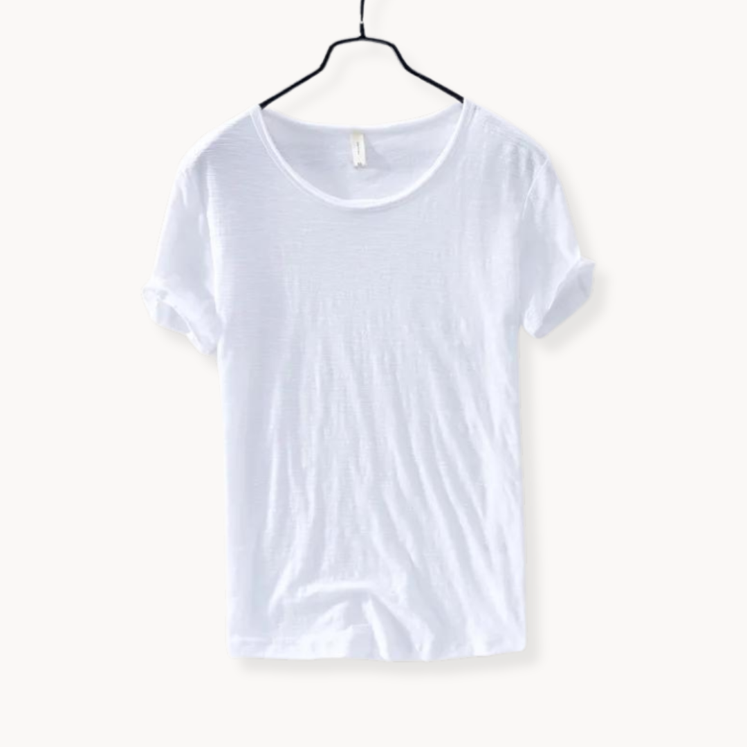 Levoire | Chemise En Coton Manches Courtes Col Rond Élégance Quotidienne Blanc